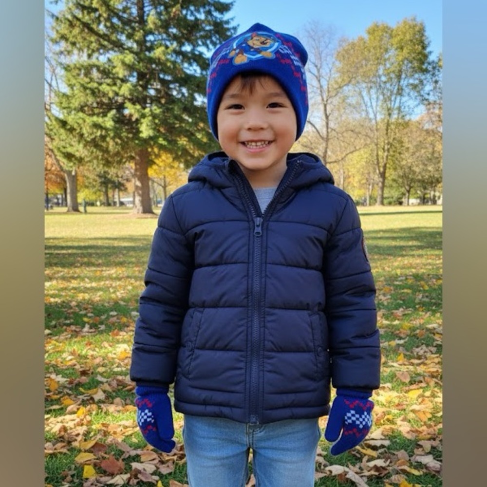 NWT Paw Patrol Boys 2-Piece Beanie Style Hat & Mittens Set winter gloves blue